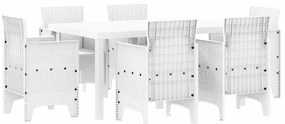 vidaXL Kert étkező szett 7 pcs Fehér Polt rattan