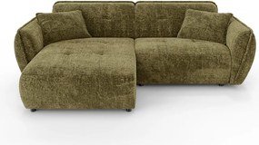 Zöld zsenília sarokkanapé (bal oldali-heverő résszel) Nelia – Ropez