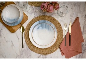 24 darabos étkészlet fehér/kék/porcelán