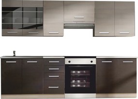 Konyhabútor, világos szürke tölgyfa/sötét tölgyfa, KLANTON