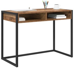 vidaXL Asztal tárolóval Öreg fa 100 x 50 x 75 cm Faanyag