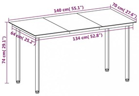 vidaXL 5 részes polyrattan és üveg kerti étkezőgarnitúra párnákkal