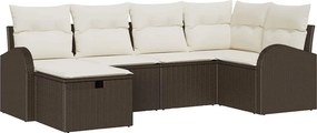 vidaXL Kerti Kanapé Szett párnával tárolóval 6 pcs Barna Poli rattan