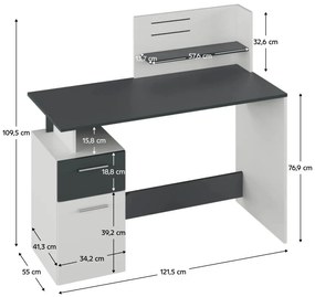 PC asztal Potentes (fehér + grafit) . 1116454