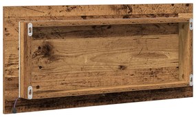 Fürdőszoba Tükörszekrény LED Fénnyel Régi Fa 80x37 cm