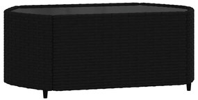 3 részes fekete polyrattan kerti ülőgarnitúra párnákkal