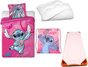Disney Lilo és Stitch, A csillagkutya Heartbeat Planet gyerek, ovis ágyneműhuzat, derékalj, tornazsák és paplan/párna szett 100x135 cm 40x60 cm