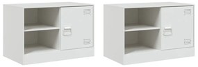 2 db fehér acél TV-szekrény 67 x 39 x 44 cm