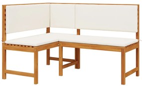Kerti sarokpad párnákkal 140x100x91 cm tömör akácfából