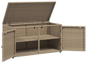 bézs polyrattan kerti tárolószekrény 110 x 55 x 60,5 cm