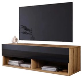 MENDES A 100 TV asztal, 100x30x32, tölgy wotan/fekete fényű, LED nélkül