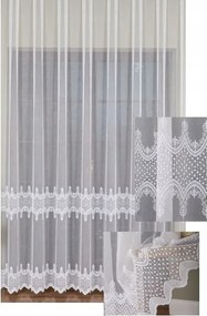 Hímzett Függöny Fehér Mintás Sz.200x200 Bevarrt Sárkány Ráncoló Szalag