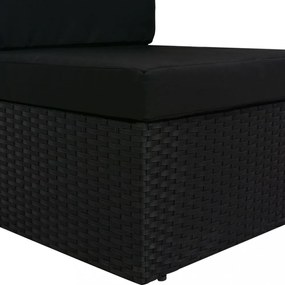 fekete polyrattan sarokkanapé-elem jobb oldali karfával