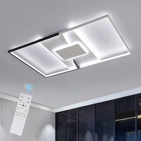 Led Mennyezeti LĂĄmpa FehĂ©r+fekete NĂ©gyzet Modern Nappaliba TĂĄvirĂĄnyĂtĂłval 44W