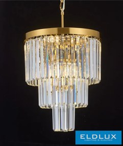 ELDLUX ELDICICLE kristĂĄly ĂŒveg csillĂĄr E14Ă7 D400x440mm arany