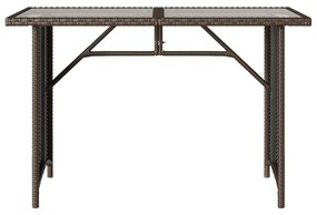 barna polyrattan üveglapos kerti asztal 110x68x70 cm