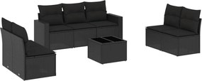vidaXL 8 részes fekete polyrattan kerti ülőgarnitúra párnákkal