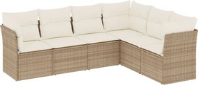 vidaXL 6 részes bézs polyrattan kerti ülőgarnitúra párnával