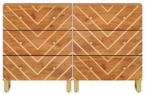 2 db barna-fekete tömör mangófa tálalószekrény 160x30x76 cm