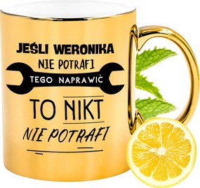 Prémium Arany Csillogó Bögre Veronika Ajándék Nyomtatott Fotóval