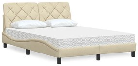 krém szövet ágy matraccal 140x190 cm