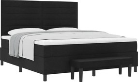 vidaXL Boxrugós ágy matracmal fejtámlával Fekete 180 x 200 cm szövet