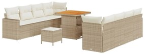 vidaXL Kerti Kanapé Szett 11 pcs Bézs polirattan