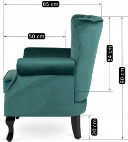 Fotel zöld bársony kárpittal – MALLO