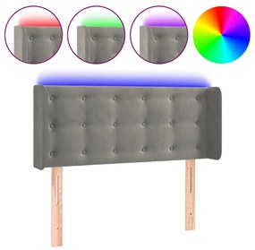 világosszürke bársony LED-es fejtámla 103 x 16 x 78/88 cm