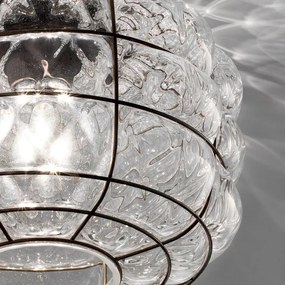 SIRU - Mennyezeti lámpa TERRA 1xE27/60W/230V fekete/átlátszó Velencei üveg