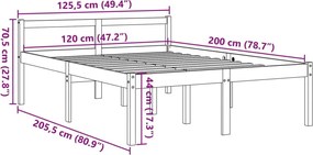 Viaszbarna tömör fenyőfa időseknek való ágy 120 x 200 cm