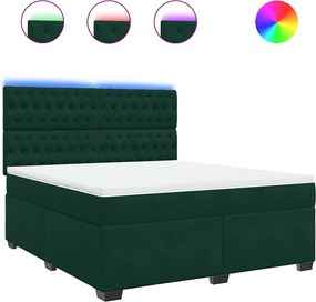 vidaXL sötétzöld bársony rugós ágy matraccal 180x200 cm