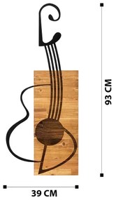 Falra szerelhető 39x93 cm fa/fém gitár dekoráció
