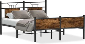 vidaXL füstös tölgy színű szerelt fa ágykeret matrac nélkül 140x200 cm