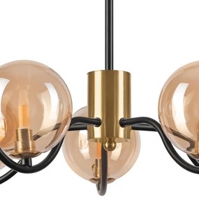 Csillár rúdon GEORGIA 5xG9/5W/230V arany/füstös bézs