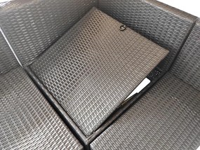 Avenberg GALIA Nagy rattan kerti garnitúra fekete/kék + bézs huzatok