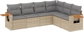 vidaXL 6 részes bézs polyrattan kerti ülőgarnitúra párnával