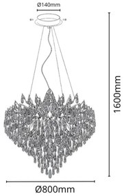 Kristály csillár zsinóron 12xG9/40W/230V arany
