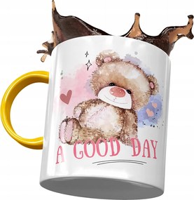 Sárga bögre macival Aranyos mackó ajándék fényképes nyomtatással