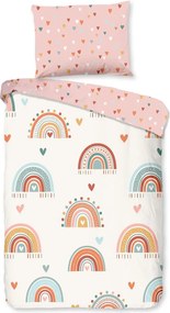 Rózsaszín-bézs pamut gyerek ágyneműhuzat babaágyhoz 100x135 cm Louie – Good Morning