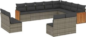 vidaXL 12 részes szürke polyrattan kerti ülőgarnitúra párnákkal