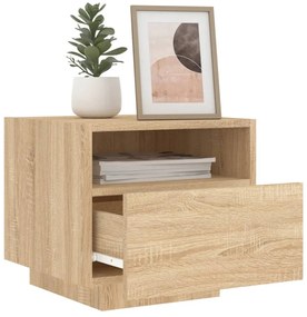 2 db sonoma tölgy színű éjjeliszekrény LED-ekkel 40x39x37 cm