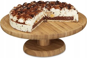Relaxdays Tortatartó kerek 33 cm bambusz