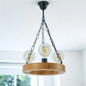 Csillár láncon IOS 3xE27/60W/230V átm. 30 cm bükkfa