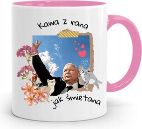 Rózsaszín Vicces Bögre Jaroslaw Kaczynski fényképes nyomattal
