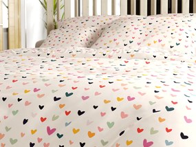 Pamut ágynemű DOTHEARTS POLY krém színű Ágyneműhuzat mérete: 2 db 70 x 90 cm | 200 x 220 cm