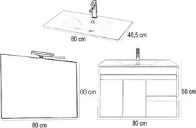 Luna Prime 80 komplett fürdőszobabútor fehér