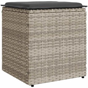 2 db világosszürke polyrattan kerti szék párnával 40x40x43 cm
