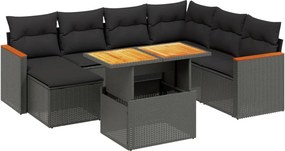 vidaXL 8 részes fekete polyrattan kerti ülőgarnitúra párnákkal