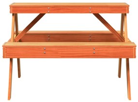 viaszbarna tömör fenyőfa piknik asztal 105 x 134 x 75 cm